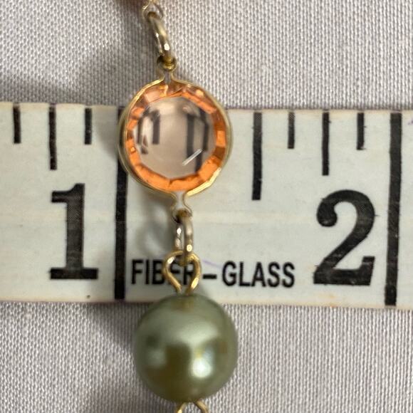 Opera Length Necklace Hawaii Sunset Translucent Crystalline Stones And Beads - Picture 5 of 7